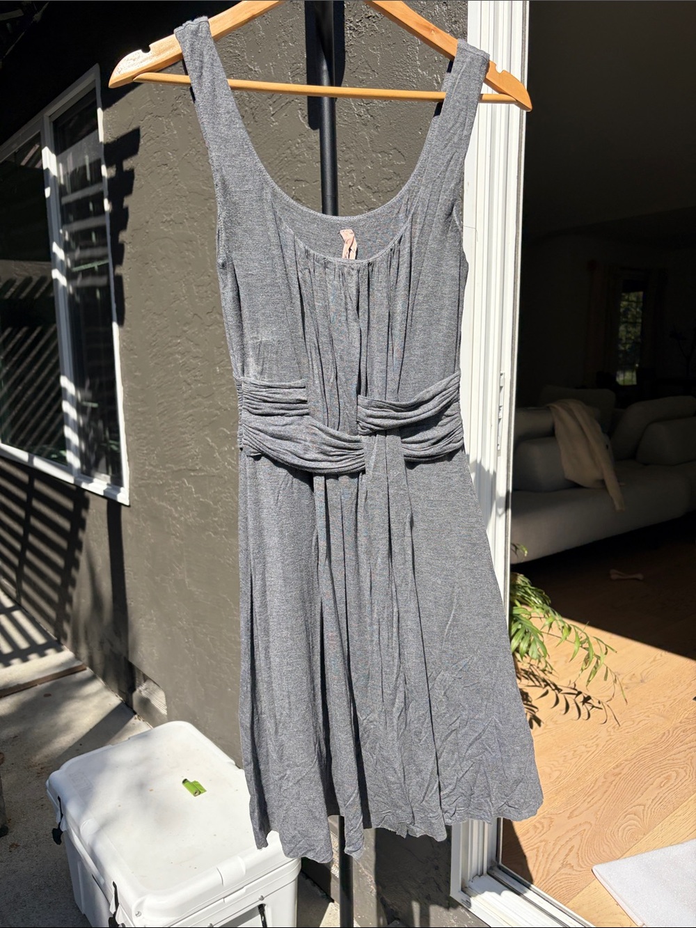 Anthropologie Gray Criss-Cross Dress – Shoulderless & Slimming Fit